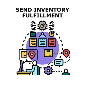 Inventory fulfillment process shipping boxes to customer Stock Illustration