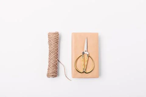 Inventory for gift packaging, top view Stock Photos