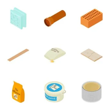 Inventory icons set, isometric style Stock Illustration
