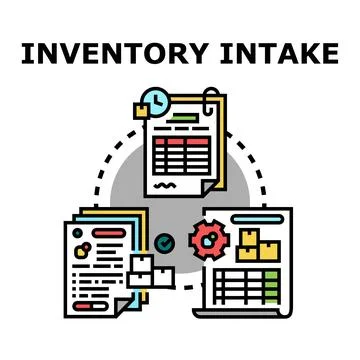 Inventory intake process management and stock control 스톡 일러스트