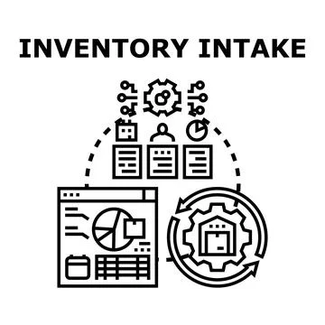 Inventory intake process managing goods and data Illustrazione stock
