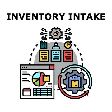 Inventory intake process managing goods and data Stock Illustration