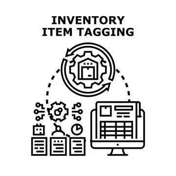 Inventory item tagging and management system concept Ilustración de archivo