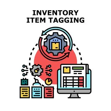 Inventory item tagging and management system concept Ilustración de archivo