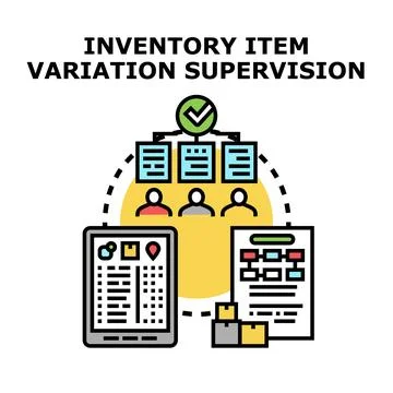 Inventory item variation supervision concept illustration イラスト素材