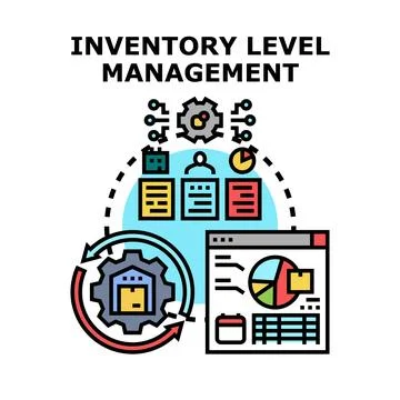 Inventory level management system optimizing supply chain Illustrazione stock