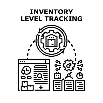 Inventory level tracking and warehouse management system Stock Illustration