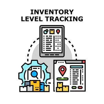 Inventory level tracking concept managing warehouse products Stock Illustration