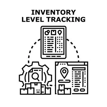 Inventory level tracking concept managing warehouse products Stock Illustration