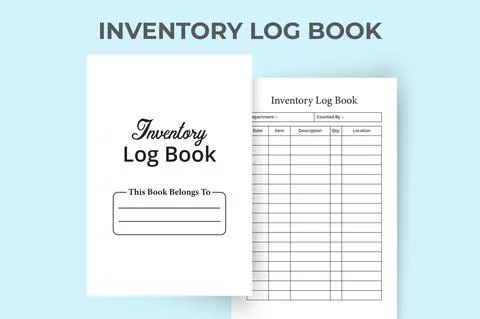 Inventory log book KDP interior. Inventory management journal. Product invent Stock Illustration