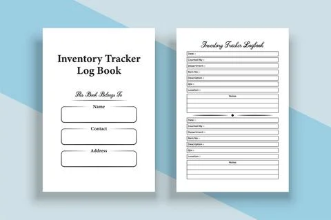 Inventory log book KDP interior. Business daily inventory checker and product Illustrazione stock