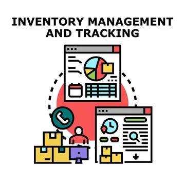 Inventory management and tracking system monitoring logistics 스톡 일러스트