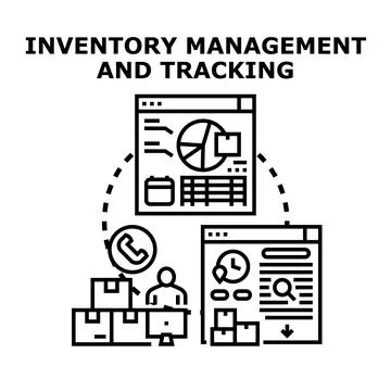 Inventory management and tracking system monitoring logistics Stock Illustration