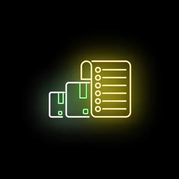 Inventory management checklist with glowing delivery boxes Stock Illustration