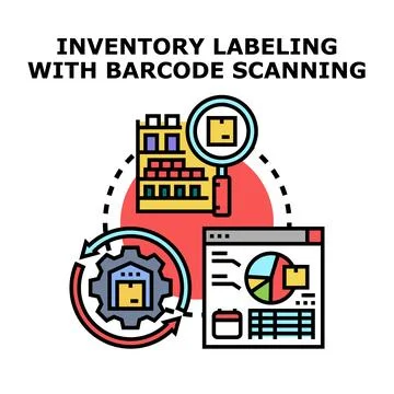 Inventory management concept with barcode scanning technology 스톡 일러스트