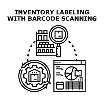 Inventory management concept with barcode scanning technology 스톡 일러스트