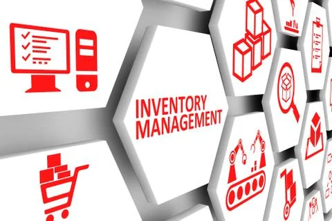 INVENTORY MANAGEMENT concept cell background 3d illustration Stock Illustration