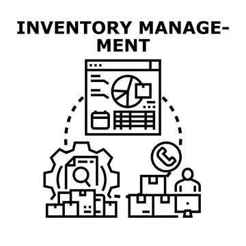 Inventory management concept illustrating control and supply chain logistics Stock Illustration