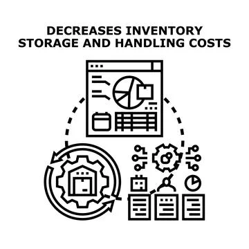 Inventory management decreasing storage and handling costs Stock Illustration