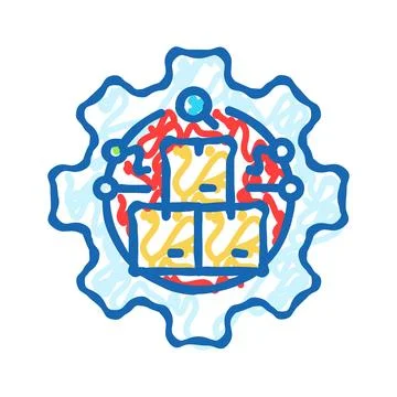 Inventory management logistic manager icon doodle illustration Stock Illustration