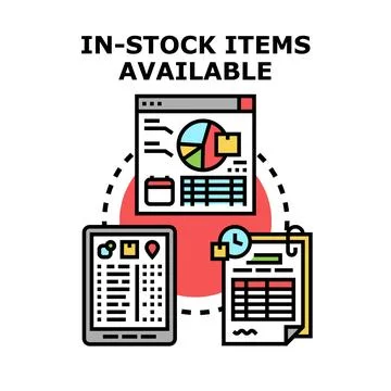 Inventory management processing digital stock availability data Stock Illustration