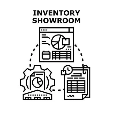 Inventory management showroom data analysis and reporting Stock Illustration