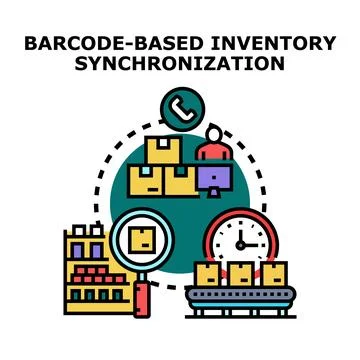 Inventory management synchronization using barcode technology system Stock Illustration