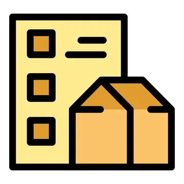 Inventory management system managing packages with checklist and cardboard .. Stock Illustration