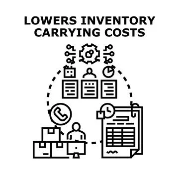 Inventory management system optimizing carrying costs Illustrazione stock