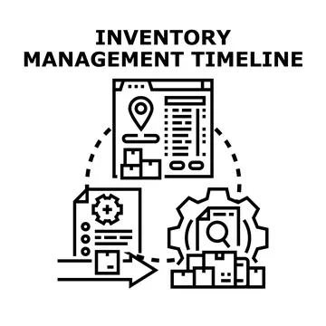 Inventory management timeline tracking and optimizing goods Stock Illustration