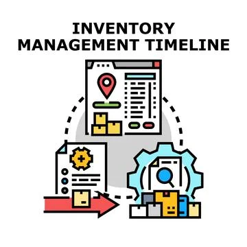 Inventory management timeline tracking and optimizing goods Stock Illustration