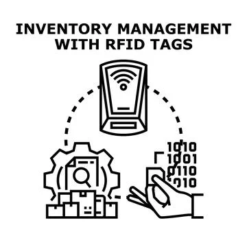 Inventory management using rfid technology vector concept Stock Illustration
