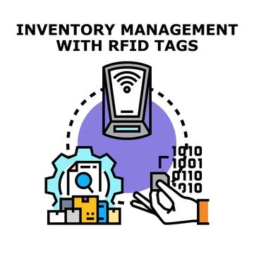 Inventory management using rfid technology vector concept Stock Illustration