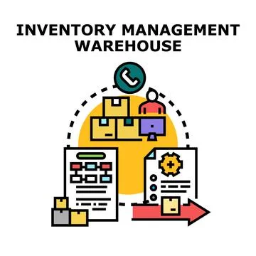 Inventory management warehouse logistics supply chain process Stock Illustration