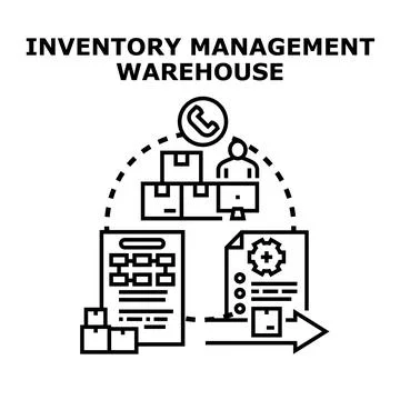 Inventory management warehouse logistics supply chain process Stock Illustration
