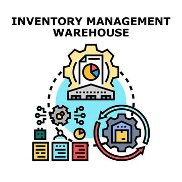 Inventory management warehouse processes optimization system Stock Illustration