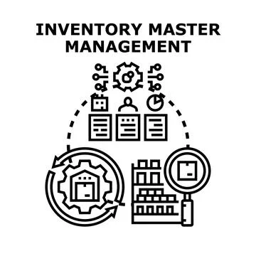 Inventory master management system for efficient warehouse logistics Stock Illustration
