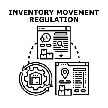 Inventory movement regulation logistics supply chain concept Stock Illustration