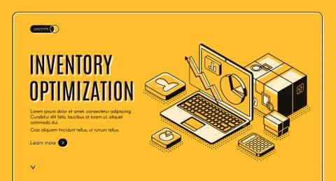 Inventory optimization isometric landing page Иллюстрация