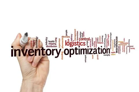 Inventory optimization word cloud concept Stock Photos