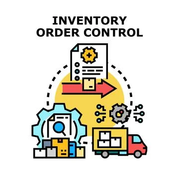 Inventory order control system managing warehouse logistics Stock Illustration