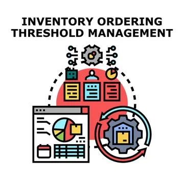 Inventory ordering threshold management implementing automated supply chain Stock Illustration