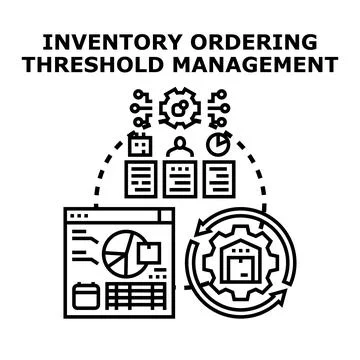 Inventory ordering threshold management implementing automated supply chain Illustrazione stock