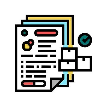 Inventory paperwork color icon vector illustration Stock Illustration