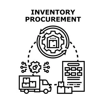 Inventory procurement process managing supply chain logistics Stock Illustration