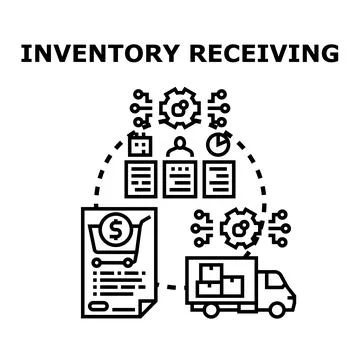 Inventory receiving process managing logistics and supply chain Stock Illustration
