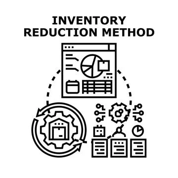 Inventory reduction method analyzing stock optimization process Stock Illustration