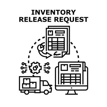 Inventory release request process for warehouse logistics Stock Illustration