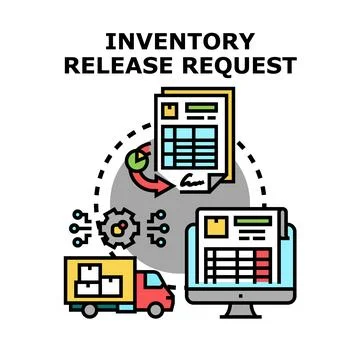 Inventory release request process for warehouse logistics Stock Illustration