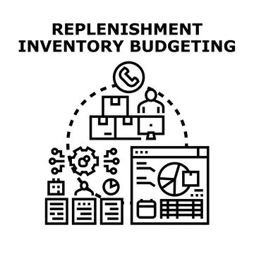 Inventory replenishment budgeting process vector concept Stockillustratie